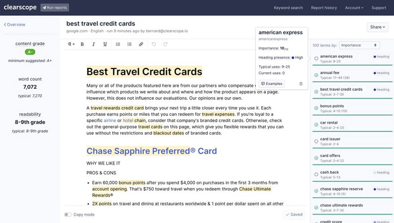 Clearscope content optimization